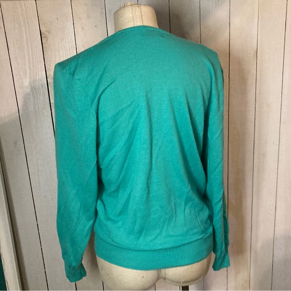 Vintage Sue Brett Teal shirt with bow in front Size 22 - Picture 5 of 7